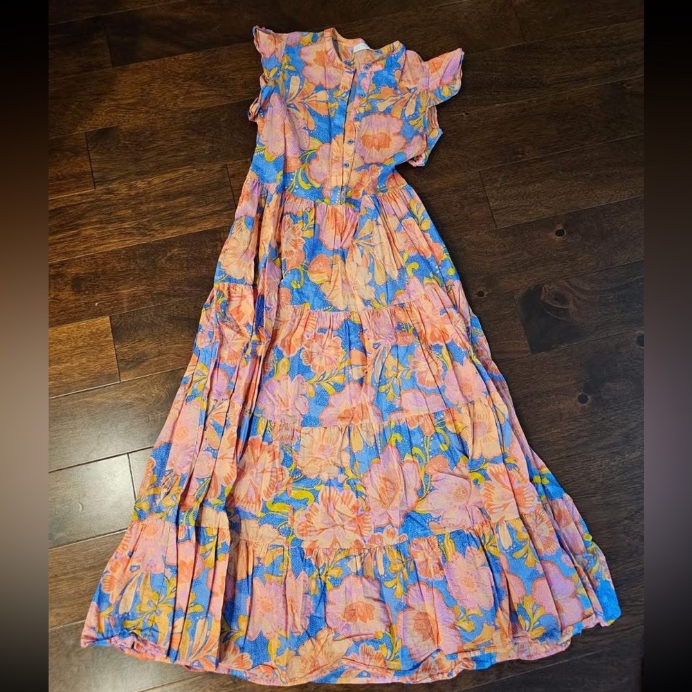 Karlie Midi Floral Dress in Pink and Blue